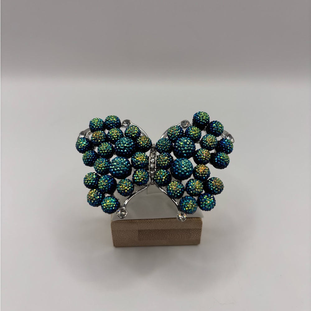 Vintage Peacock Rhinestone Butterfly Ring - Picture 5 of 10